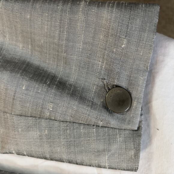 Rag & Bone Size 2 Silver Gray 100% Silk Dupioni Blazer Metallic Party Workwear - Picture 9 of 10